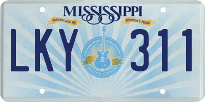 MS license plate LKY311