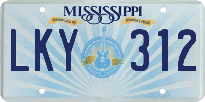 MS license plate LKY312