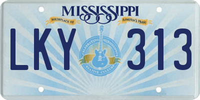 MS license plate LKY313