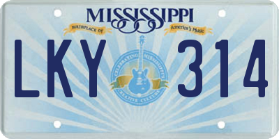MS license plate LKY314
