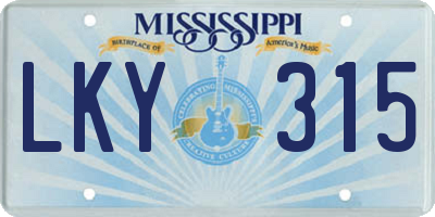 MS license plate LKY315