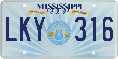 MS license plate LKY316