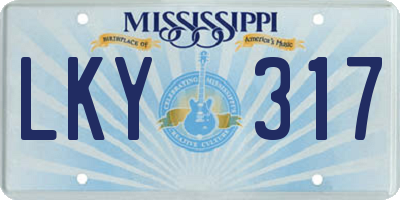 MS license plate LKY317
