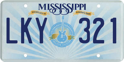 MS license plate LKY321