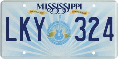 MS license plate LKY324