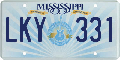 MS license plate LKY331