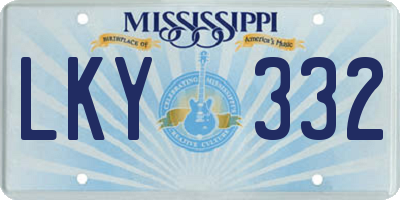 MS license plate LKY332