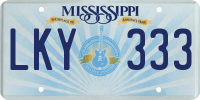 MS license plate LKY333