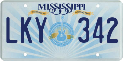 MS license plate LKY342