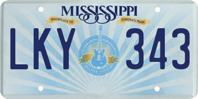 MS license plate LKY343