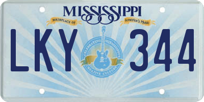 MS license plate LKY344