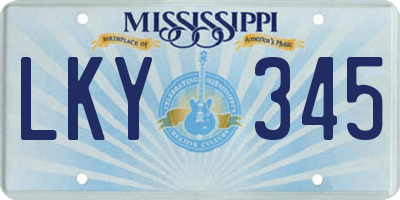 MS license plate LKY345