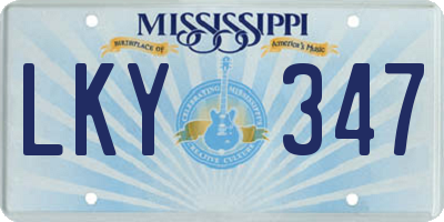 MS license plate LKY347