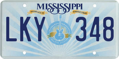 MS license plate LKY348