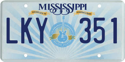 MS license plate LKY351