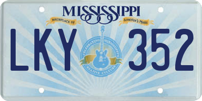 MS license plate LKY352
