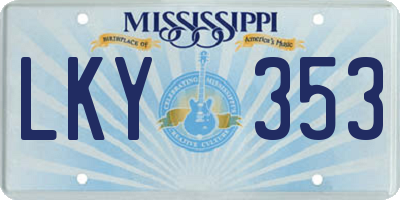 MS license plate LKY353
