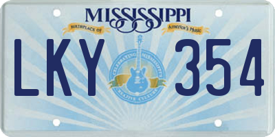 MS license plate LKY354