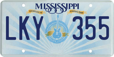 MS license plate LKY355