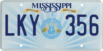 MS license plate LKY356