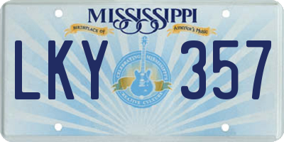 MS license plate LKY357