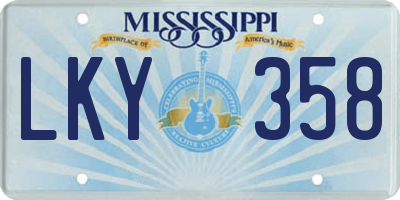 MS license plate LKY358