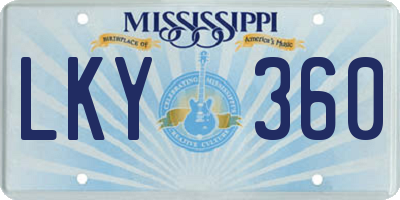 MS license plate LKY360