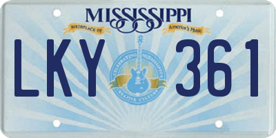MS license plate LKY361