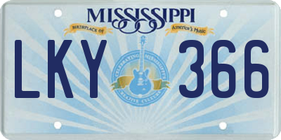 MS license plate LKY366