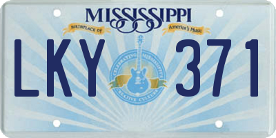 MS license plate LKY371