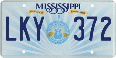MS license plate LKY372