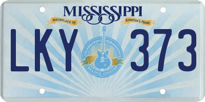 MS license plate LKY373