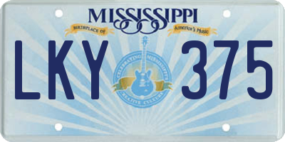 MS license plate LKY375