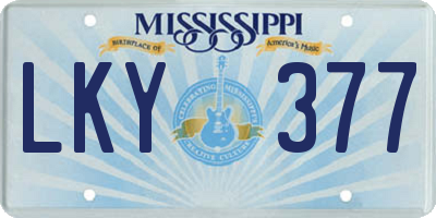 MS license plate LKY377