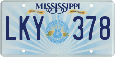 MS license plate LKY378