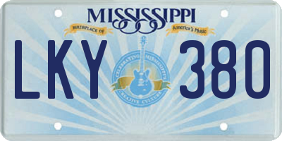 MS license plate LKY380