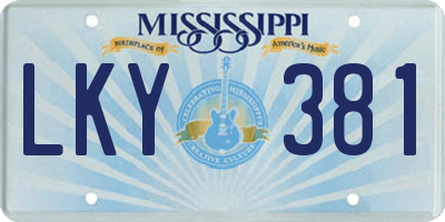 MS license plate LKY381