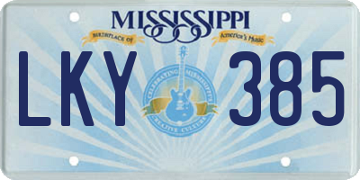 MS license plate LKY385