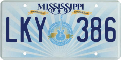 MS license plate LKY386