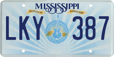MS license plate LKY387