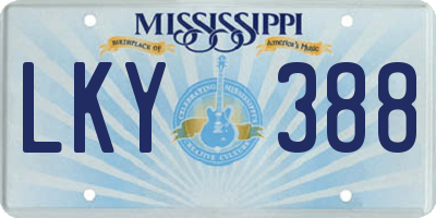 MS license plate LKY388