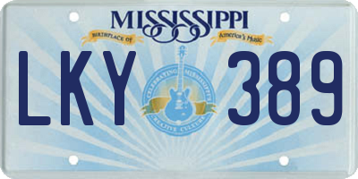 MS license plate LKY389