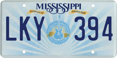 MS license plate LKY394