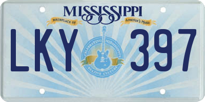 MS license plate LKY397