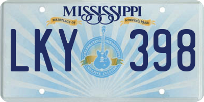 MS license plate LKY398