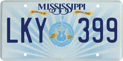 MS license plate LKY399