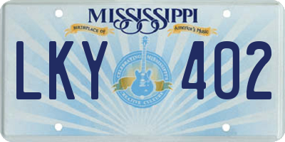 MS license plate LKY402