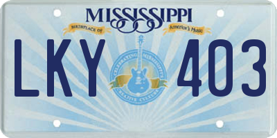 MS license plate LKY403