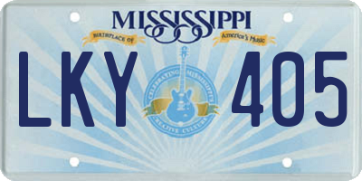 MS license plate LKY405