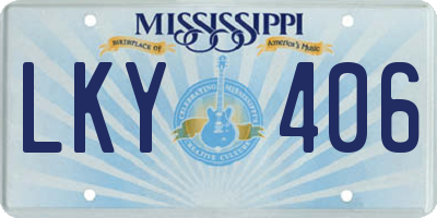 MS license plate LKY406